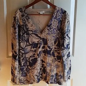 Christopher and Banks cream and navy cardigan